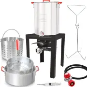 Turkey Fryer 30QT Cooker Set & 10QT Fish Fryer CrawFish Boiler Steamer Complete