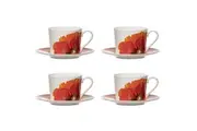 4pc Ashdene Red Poppies Tea Coffee Latte Mug Cup & Saucer Set Fine Bone China