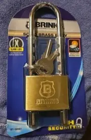Brinks, Solid Brass 50mm Keyed Padlock with Adjustable Shackle
