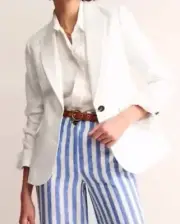 NEW Boden Women’s Marylbone White Linen Blazer 10R