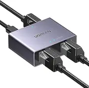 UGREEN 1 in 2 Out Ethernet Splitter Aluminum Gigabit Network Port LAN Internet Adapter with USB C Charging Cable Plug and Play for Cat8 Cat7 Cat6 Cat5e Cat5 RJ45 Cord