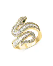 Bloomingdale's Fine Collection Emerald & Diamond Snake Ring in 14K Yellow Gold