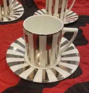 Wedgwood Jasper Conran platinum stripe Espresso Cups And Saucers 6