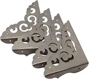 JfwuHap 4Pcs Metal Corner Protector, Wood Table Corner Guards, Decorative Corner Guards, Vintage Metal Edge Safety Furniture Bumpers Corner Guard for Table Boxes Door Cabinets (Antique Bronze)