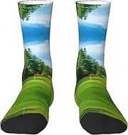 [EdWal] Soft Golf Course Lawn print Moisture Wicking Socks Sports Socks for Men and Women Warm thermal Boot Hiking Socks