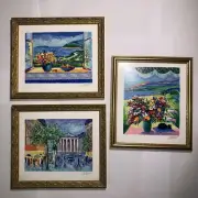 THREE ORIGINAL JEAN CLAUDE PICOT PAINTINGS- GOLDEN FRAMES- BEAUTIFUL!!!!!