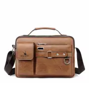 WEIXIER Men's PU Material Crossbody Bag Men's Business Briefcase Bag Portable Single Shoulder Bag Casual Bag Men's Bag G