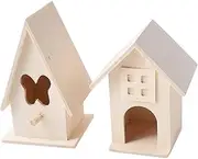 iplusmile 2pcs Wooden Bird Nest Cage Creative Pet House for Indoor Outdoor Use for Bird Decor Natural Material for Home Garden Decoration