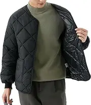 [JEShifangjiusu] Men's Casual Windproof Jacket Quilted Puffer Coat Windbreaker Lightweight Sportswear, Black 2, XL