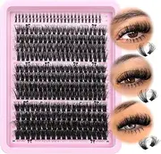 JIMIRE Individual Eyelashes Wispy D Curl Cluster Lashes Fluffy Eyelash Clusters with Bottom Lashes 4 Styles Russian Lashes Individual Cluster 12-18mm Volume Lash Extension(280Pcs, 50D+70D+90D)
