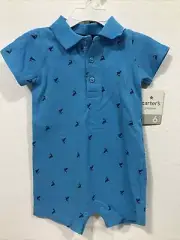 Carter’s Little Boys One Piece Jumper Shorts Size 6M Blue (TW-3709)