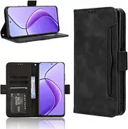 Magnetic Flip Cover Simplicity Phone Cover Compatible with Realme 12 12X Realme12X 5G Phone Shell Multi-Card Slot Wallet Clip Anti-Fall Phone Case (Black,Realme 12X 5G)
