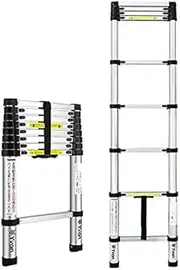 Telescoping Ladder Almighty Straight Telescoping Ladder, Household Daily Industrial Aluminum Telescopic Extension Ladder, 2m / 2.6m / 2.9m / 3.2m / 3.5m / 3.8m / 4.1m / 5m Tall Optional
