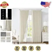 Versatile Sand Blackout Curtains with Back Tab - 40”Wx84”L - Machine Washable