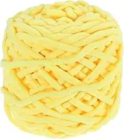 uxcell Chenille Chunky Yarn, 100g/3.5oz Plush Bulky Thick Fluffy Polyester Yarn for Crochet DIY, Soft Velvet Blanket for Sweater Hand Knit Crocheting (Light Yellow, 45 M/49 Yards)