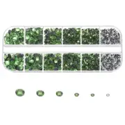 2620 Pcs Hotfix Rhinestones Crystal Glass Gem(SS6-SS30,Light Green,Bright White)
