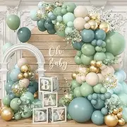 Jobkoo Dusty Blue Green Balloon Arch Kit