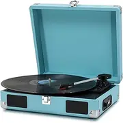 LP&No.1 Vinyl Record Player Suitcase Vinyl Player,Blue