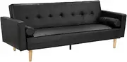 Madison Faux Leather Sofa Bed Lounge Couch Futon Furniture Home Suite - Black