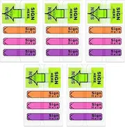 500Pcs/5Pack Sign Here Tabs, Sign Here Flags, Sign Here Post Flags, Adhesive Sign Here Stickers with Dispenser Arrow Flag for Office School Students Notebook, 4 Colors