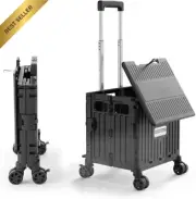 Foldable Shopping Trolley, 65L Collapsible Cart, 360˚ Wheels, 70KG Capacity