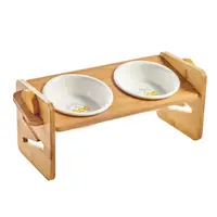 在飛比找PChome24h購物優惠-W造型可調節寵物碗 貓碗 狗碗 實木質感 可調式W斜面餐桌