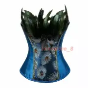 Women's Sexy Peacock Feather Cross-Bodding Embroidered Corset Top