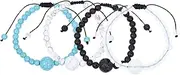 Operitacx Braided Bracelets 4Pcs Motion Sickness Bracelets Anti Nausea Volcanic Wristband Motion Nausea Bands for Car Sickness Seasickness Moonstone Bracelet