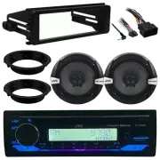 6.5" Speakers+Adapters, 98-13 Harley Install Adapter, JVC CD Bluetooth Receiver