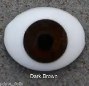 Solid Glass, Flatback Oval Paperweight Eyes - Dark Brown, 24mm