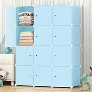 AUKO Fashion Macaron Color 6/8/12/16 Cubes Storage Cabinet Wardrobe Toy Book Shelve (Macaron Blue 12 Cube)