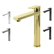 Linkware Gabe Leva High Rise Basin Mixer Tap Chrome, Matt Black, Gun Metal Gr...