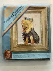 Columbia Minerva Creative Crewel #7405 Yorkie Dog 4x5 Vintage 1994 New Open Box