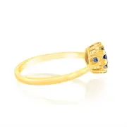 1 Carat Created Sapphire and Diamond Ring in 9ct Yellow Gold, Q