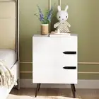 Nightstand White End Table with Three Drawers Modern Bedside Closet Organizer