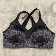 Adore Me 36C Sports Bra Animal Print Wireless Crossback Pullover NEW
