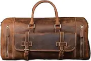 [The Tannery] Vintage Crazy Horse Full Grain Leather Travel Duffel luggage Bag, Overnight Weekend Leather Bags for Men's & Women's, Crazy Horse, 28 inch, Travell Bag With Shoes Compartment