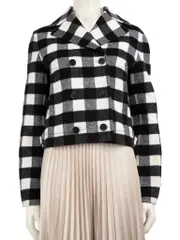 Plaid Wool Double-Breasted Peacoat