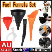 3x Fuel Funnels Set Plastic Long Neck Oil Funnels with Detachable Filter SW