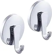 JOMOLA Shower Suction Hooks - Heavy Duty Bathroom Cup Hooks for Wall, Glass Door - Loofah Holder, Vacuum Towel Hanger for Kitchen 2 Pack