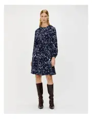[Veronika Maine] Blooms Gathered Neck Dress in Blue