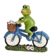 Frog Garden Statue, Outdoor Frogs Decor Cute Frog by Bike Decorations, Garden