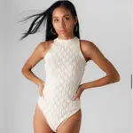 (A級福利品) OLA 歐美復古菱格紋削肩針織連身衣BODYSUIT - 不挑色