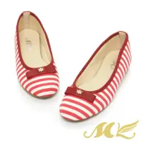 在飛比找momo購物網優惠-【MK】俏皮可愛系列-經典條紋水手風平底娃娃鞋(紅色)