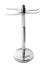Classic Samurai Chrome 2 Prong Safety Razor and Shaving Brush Stand