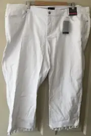 Autograph New Denim Plus Size 24 White Denim Jeans Tassel Girlfriend Capri