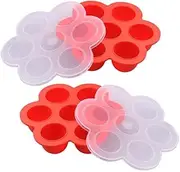 2 Pack Egg Bites Molds by Vita Saggia, Storage Container and Freezer Tray with Clip-on Lid for Baby Food and More, FDA approved Food Grade Silicone, BPA free, Color Red