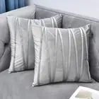 NianEr Decorative Plush Velvet Throw Pillow Covers 16"X16", 02-silver Grey