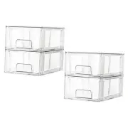 4 Pack Stackable Storage Drawers,Clear Acrylic Drawer Organizers with
