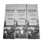 3X Crest 3D White Whitening Therapy Charcoal Deep Clean 2.4 Oz